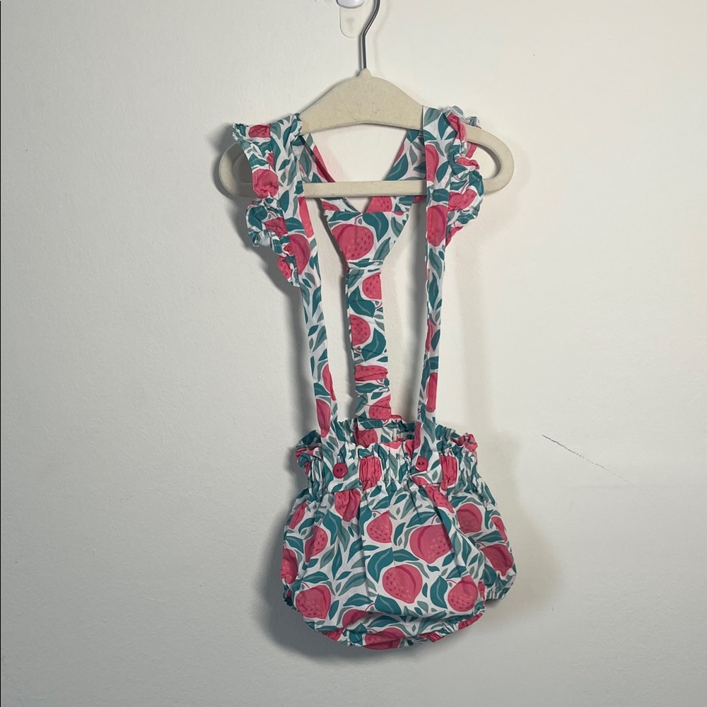 Tartaleta Spanish Brand Peach Print Romper with Ruffle Straps